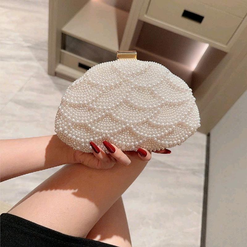 Cốp Đi Tiệc Đính Ngọc Trai Rẻ Quạt Size 20 Túi Xách Nữ Đeo Chéo Women Bag Clutch Cầm Tay Kèm Dây Xích HÀNG QC