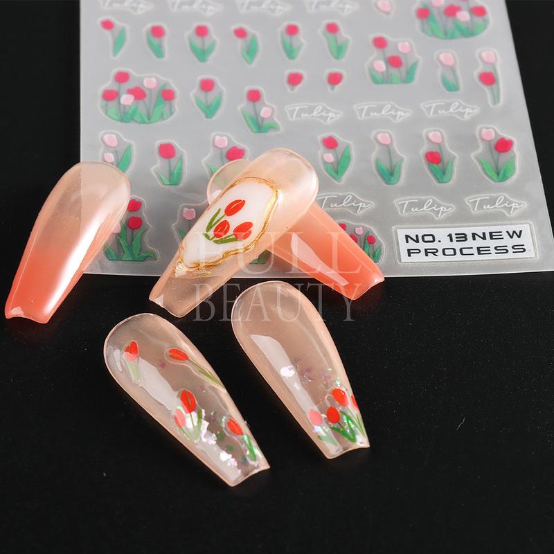 Product Introduction of Miếng Dán Móng Tay, Hoa Oải Hương Và Hoa Màu Tím, Thanh Trượt Bướm, Thiết Kế Hoa Cúc, Hình Học Và Hoa Tulip, Decal Can Chữ Cái, Để Đồ Trang Trí Móng Tay, GLNO 26