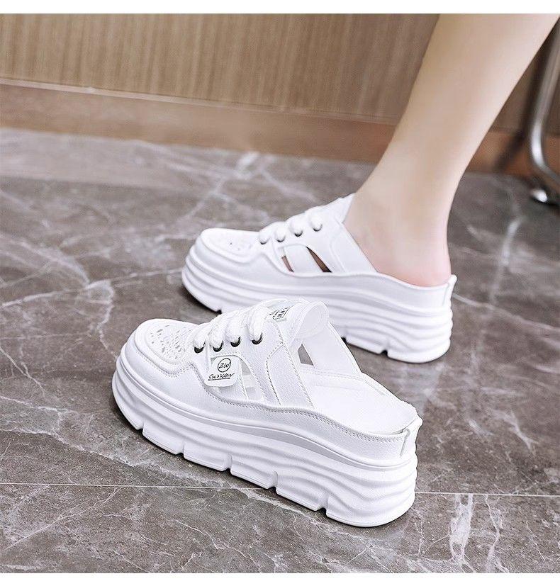 Product Introduction of Giày Trắng Cho Nữ, Bộ Sưu Tập Mùa Hè Mới 2024, Đế Xuồng khoét lỗ, Đế Có Gót Ẩn, Giày Trượt Băng, Kiểu Bít Mũi, Dép Khoét Lỗ 9