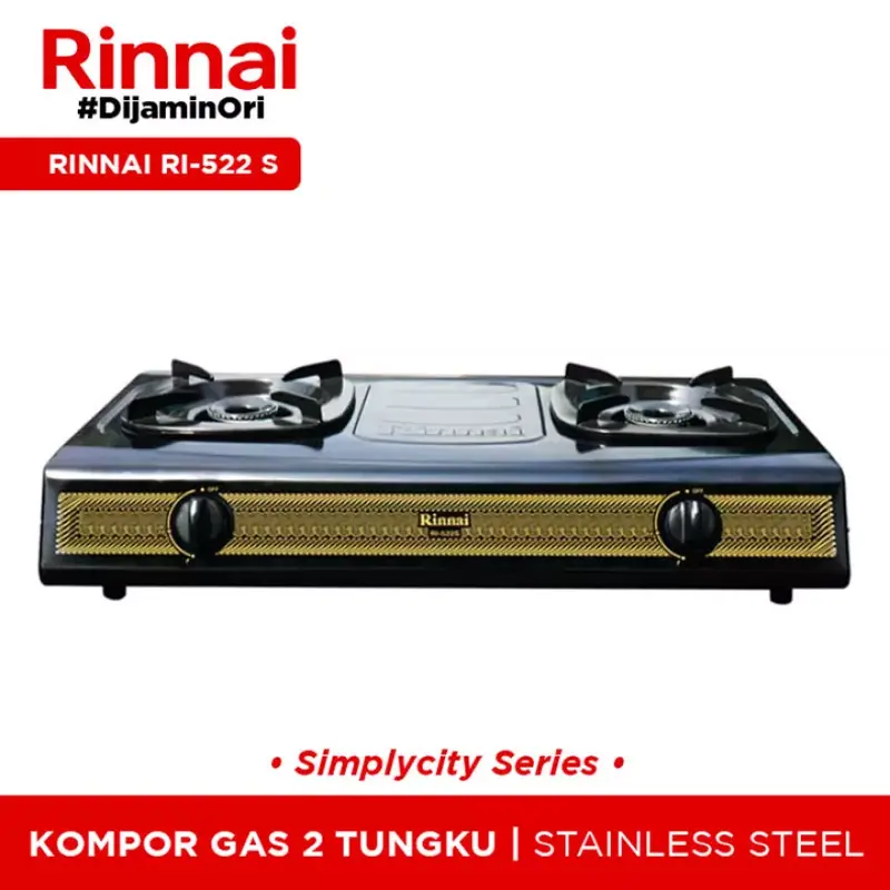 KOMPOR RINNAI 2 TUNGKU + SELANG REGULATOR RI 522 S, RI 522 C, RI 522 E, RI 522 A 4