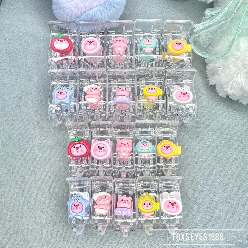 Set 5/10 Kẹp Càng Cua Loopy 3 Răng 5 Răng Đính Charm Màu Hồng Không Gãy Không Đau Tóc Phụ Kiện Tóc Nữ Xu Hướng