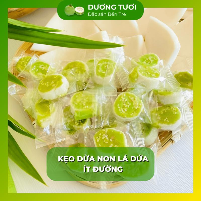 Loại ĐẶC BIỆT KẸO DỪA NON LÁ DỨA ÍT ĐƯỜNG Ăn Vặt Candy đặc sản Bến Tre Food kẹo dẻo