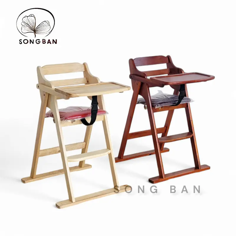 Ghế Ăn Dặm Xếp Gọn Gàng Gỗ Cao Su Cho Bé (Nhiều Màu) - Hàng VN Xuất Khẩu 0