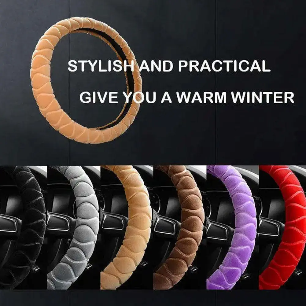 Soft Winter Warm Plush Car Steering Wheel Cover Universal 37-38cm Steering Wheel Cover For Car Auto Interior Accessories 5Colors
