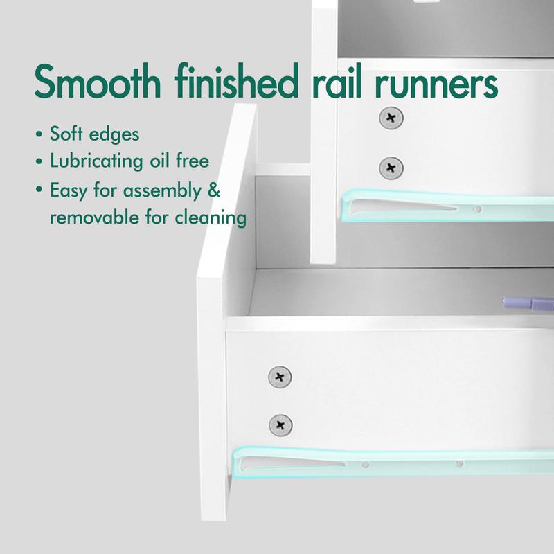 ELFORDSON Bedside Table LED Bedside Cabinet 4 Side High Gloss Nightstand White 8