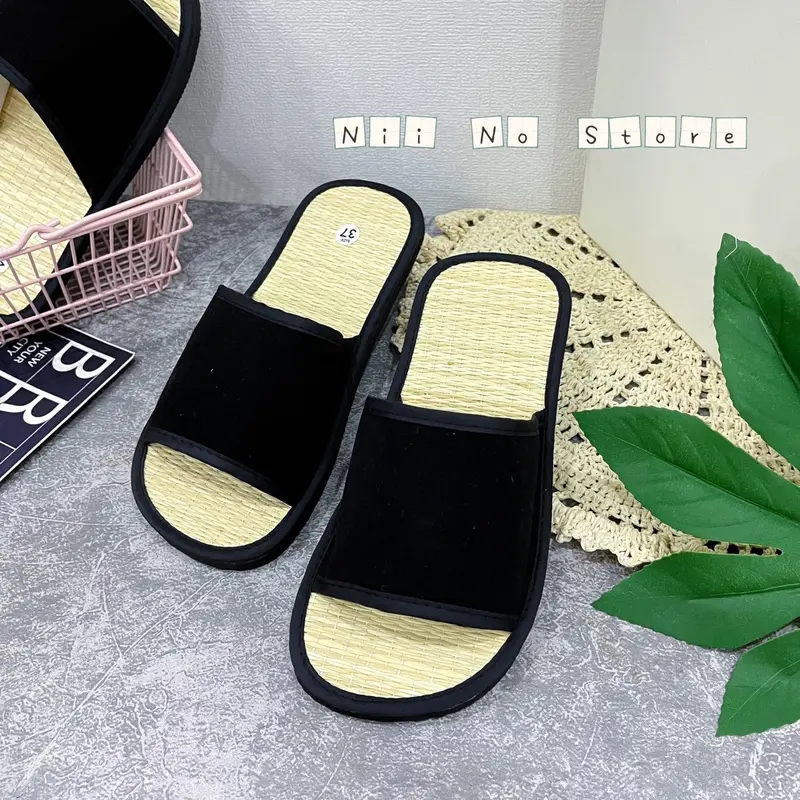 [ND022] Dép chiếu cói nam nữ quai nhung ngang đế nhẹ, dép đi biển, dép du lịch Đế Bằng Slipper DéP Nam Quai Ngang 0