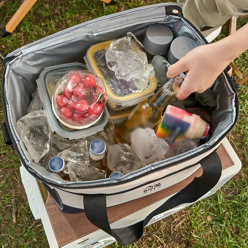 Blue Portable Insulated Cooler Bag - Durable Outdoor Storage Tote for Camping and Picnics 4