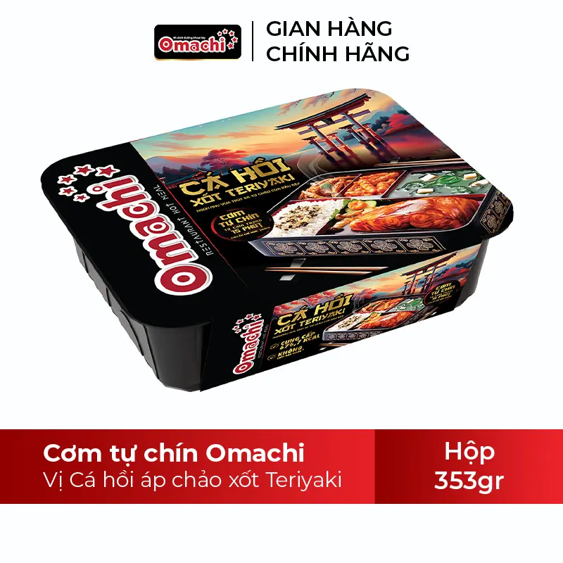Combo gồm 1 Cơm tự chín Omachi cá hồi áp chảo xốt Teriyaki hộp x 353g và Cơm tự chín Omachi bò hầm nấm xốt ponzu hộp x 343g 3