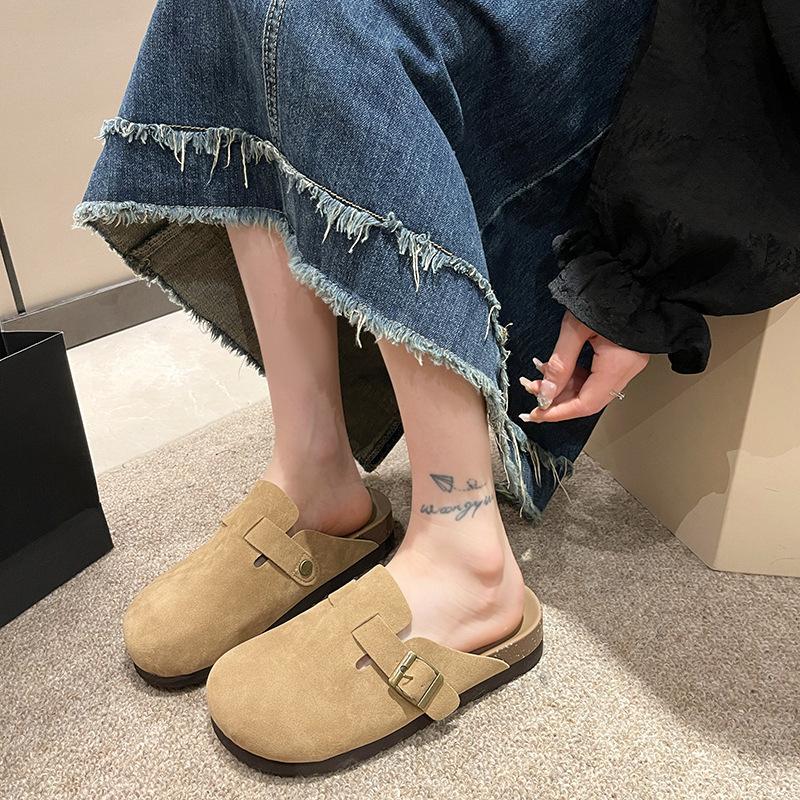 Dép sục nữ đế bệt, sục cho nữ da lộn thời trang 2024, êm chân, mềm mại, phong cách Hàn Quốc