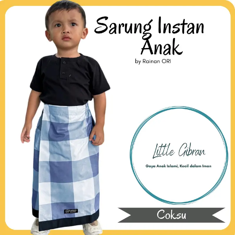 Little Gibran Sarung Instan Anak Laki Laki by Rainan ORI - Motif Printing Anak Sarung Ramadan Puasa Lebaran 2