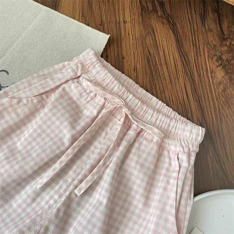 Bloomkids-Áo Thun Ngắn Tay Có Nơ Trắng Cho Bé Gái, Quần Ống Rộng Ren Kẻ Sọc, Bộ Đồ Thoải Mái Cho Bé Gái 1-10 Tuổi, Có Thể Giặt Bằng Máy, Mùa Hè 3