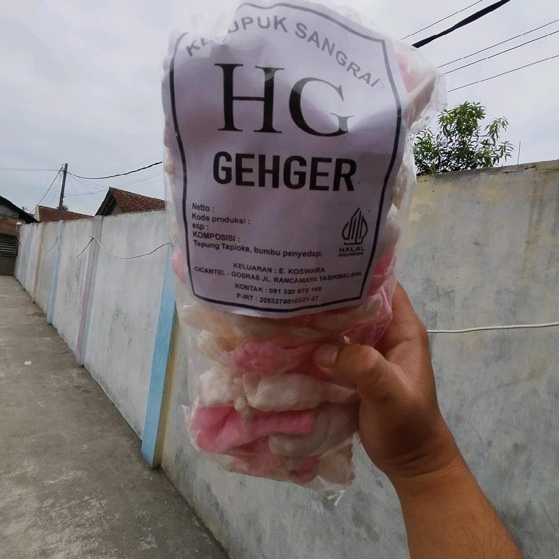 Kerupuk upil pasir Sangrai HG Gehger 100Grm Camilan Cemilan Kering Keripik Food Snack Cikur Merah Putih Makanan upil pasir 4
