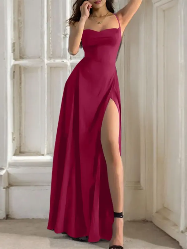 Women's Plain Split Dress, Elegant Sleeveless Dress for Party Club Dating Wear, Ladies Clothes for All Season 3