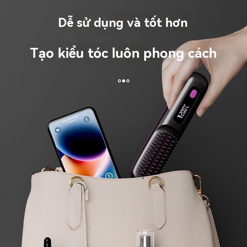 Lược Ion Âm Duỗi Tóc Không Dây, Màn Hình Số, 3 Mức Nhiệt Độ, Tạo Kiểu Tóc Nhanh, Mái Tóc Mượt Mà 3