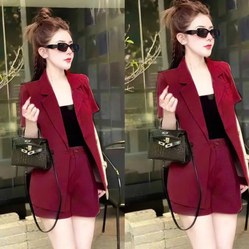 Set Vest Tay Ngắn Bigsize Nữ Quần Short Công Sở - Set 3 Món Lụa Chéo Thái Thiết Kế Dự Tiệc Nữ Cao Cấp Xinh Đẹp Sang Trọng  50-95kg Áo Top Cotton Màu Nâu Sen Màu Đen Set Đồ Nữ đẹp Set Áo Croptop Bộ Suit Nữ Sang Chảnh Bigsize Women Kem 2349 - 2349 6