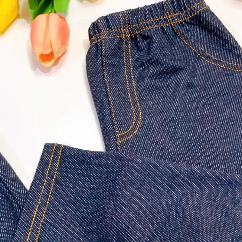Quần dài giả jean bé trai bé gái chất jean thun co giãn tốt form baggy siêu xᶖnh 4