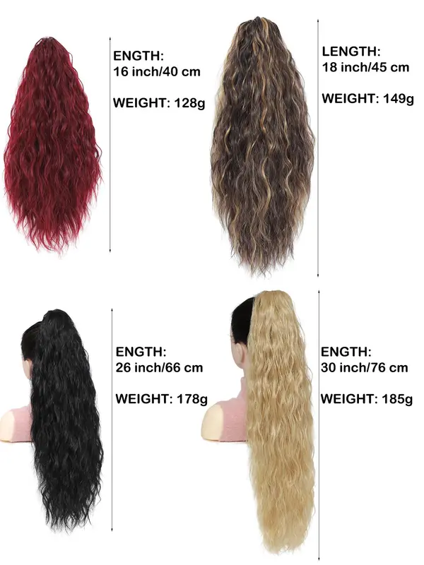 18 Inch Long Wavy Ponytail Extension, Natural Fluffy Claw Clip Synthetic Ponytail Extension, Synthetic Hairpiece Wigs for Women, Clip Hair Extensions, Ponytailwig 2