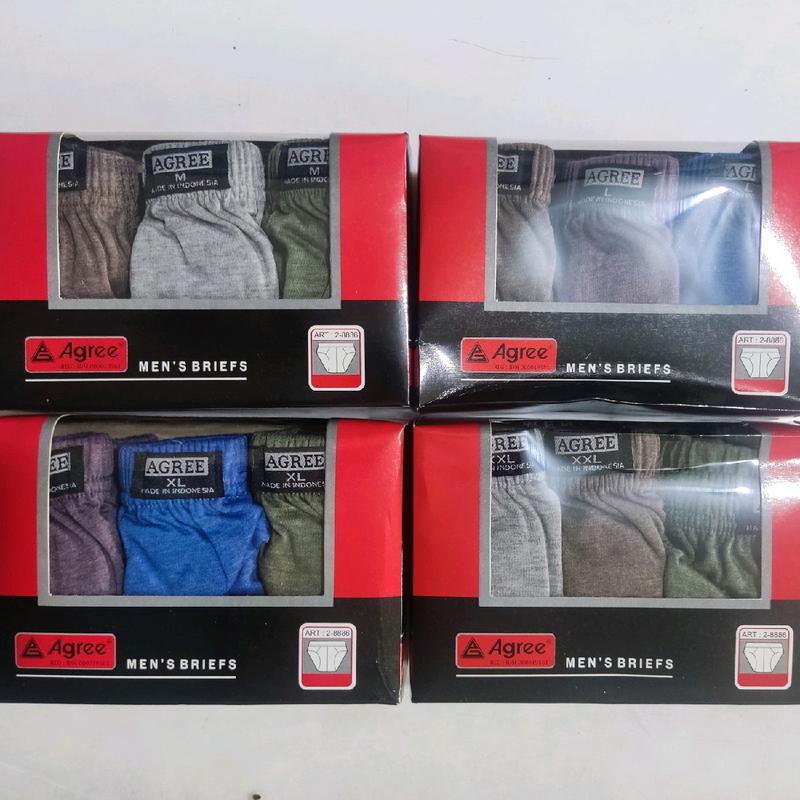 isi 3 celana dalam pria agree bahan lembut katun Dewasa 0