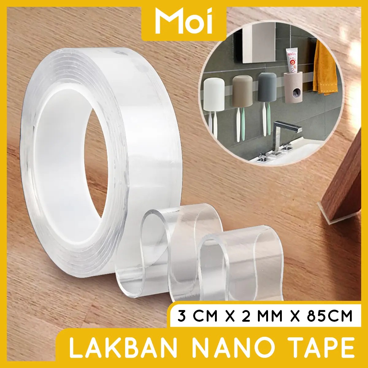 Double Tape Super Kuat Dapat Dicuci / Lem Tape Bening Multifungsi / Selotip Isolasi Bening