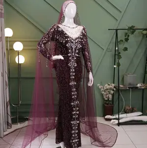 TERBARU GAUN SLIM DRESS JUBAH  FULL PAYET/GAUN WEDING MEWAH Payet