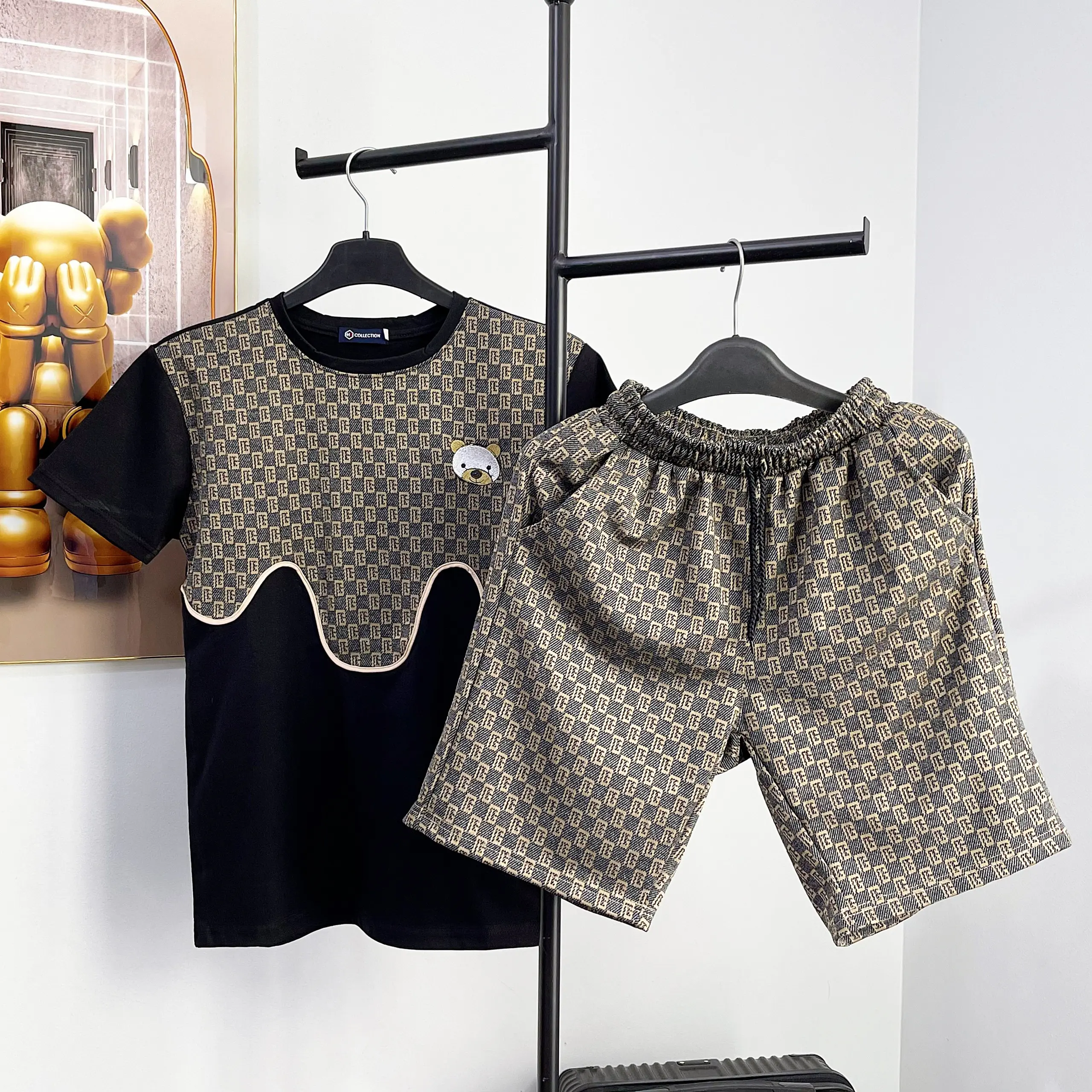 Set đồ bộ nam cộc tay phối họa tiết siêu xịn by Ken - K13/K14 Cotton Thun Menswear Áo Quần set  nam