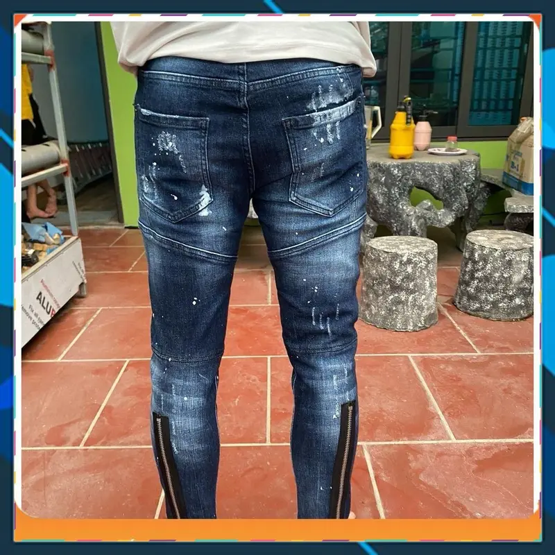 Quần jean nam DS, Q ống khoá vảy sơn ( CÓ HỘP ) Menswear Kem 1