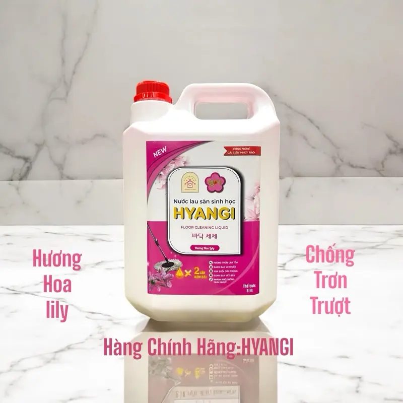 [can5lit+can10lit]Nước lau sàn HYANGI.Hương hoa lily.Đậm đặc,tiết kiệm.Hương thơm lan toả.Xua đuổi côn trùng.Chống trơn trượt.Hàng chính hãng. 2
