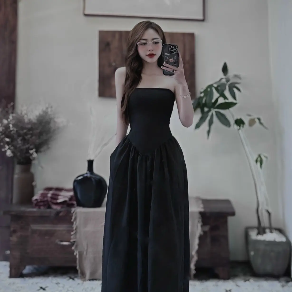 Đầm cup maxi ( Có Túi, Sẵn mút,2 dây  form dài ) Nữ