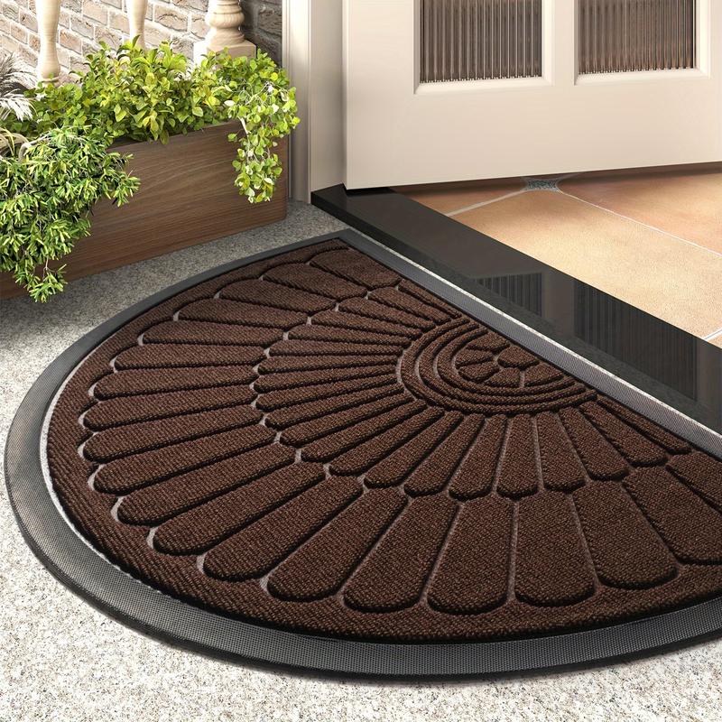 1pc Door Mat Outdoor Indoor Entrance Doormat-Semicircular Durable Rubber Non Slip Front Door Mat for Outside Inside Entry Entryway Dirt Trapper Welcome Mat for Muddy Paws and Shoes 8