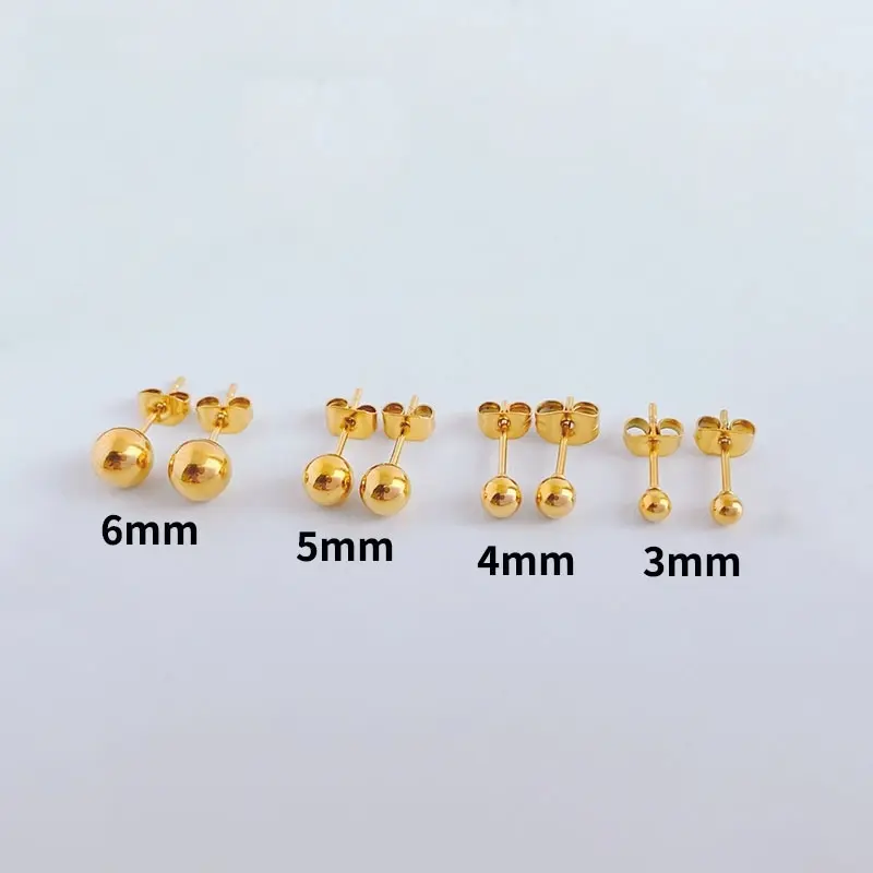 Bông tai tròn nam nữ khóa cài kích thước 3mm 4mm 5mm 6mm (Giá 1 chiếc) Titan