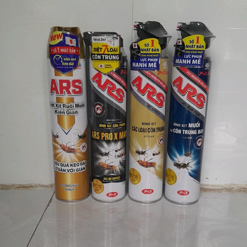 Bình xịt muỗi xịt côn trùng như Ruồi Muỗi Kiến Gián Kiến Ba Khoan Riệp Giường ARS không mùi loại lớn 500ml 600ml hàng công nghệ Nhật Bản.