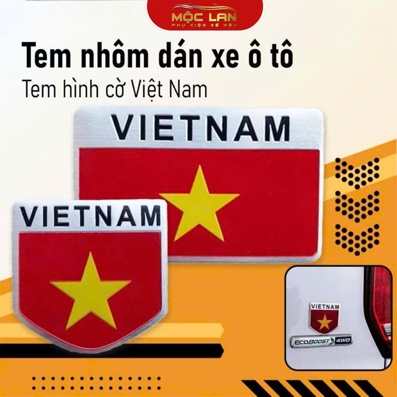 Tem Nhôm Dán Lá Cờ Việt Nam Trang Trí Xe Ô Tô - Xe Máy - Otofunmoclan