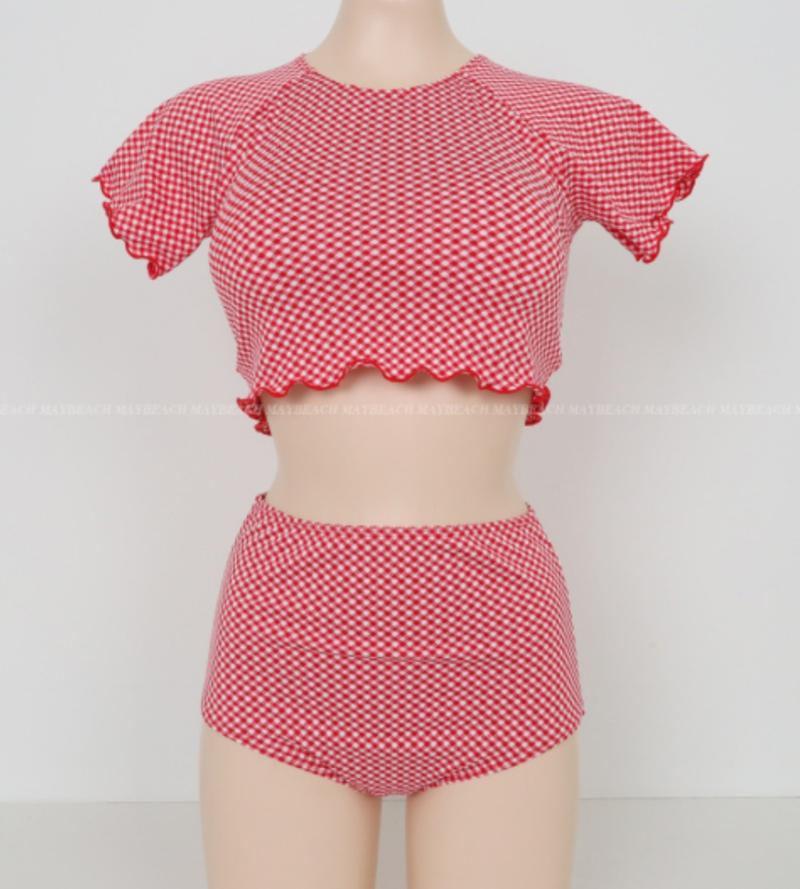 Product Introduction of 2025 Korean Style New Small Plaid Bikini Sexy High Waist Triangle Swimsuit Women 33