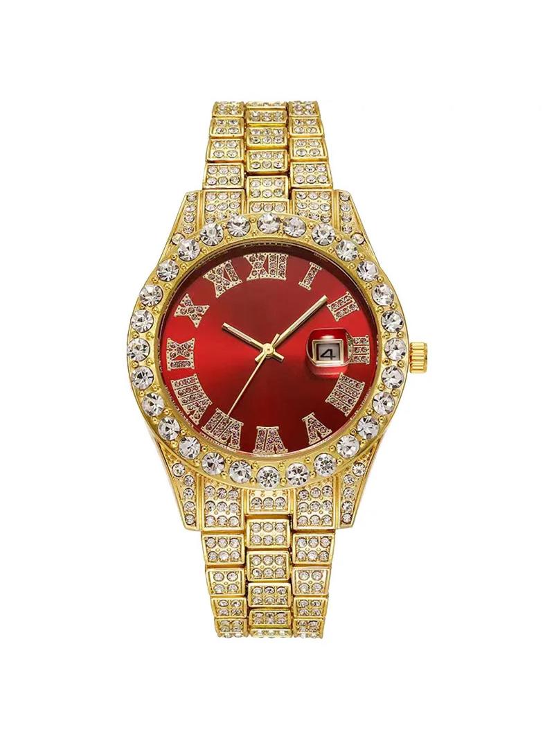 Product Introduction of Men's Luxury Rhinestone Decorated Analog Quartz Watch with Date Function, Fashion Watch for Party, Daily Decor, Trendy All-match & Exquisite Watch for Birthday Gift with Box 6