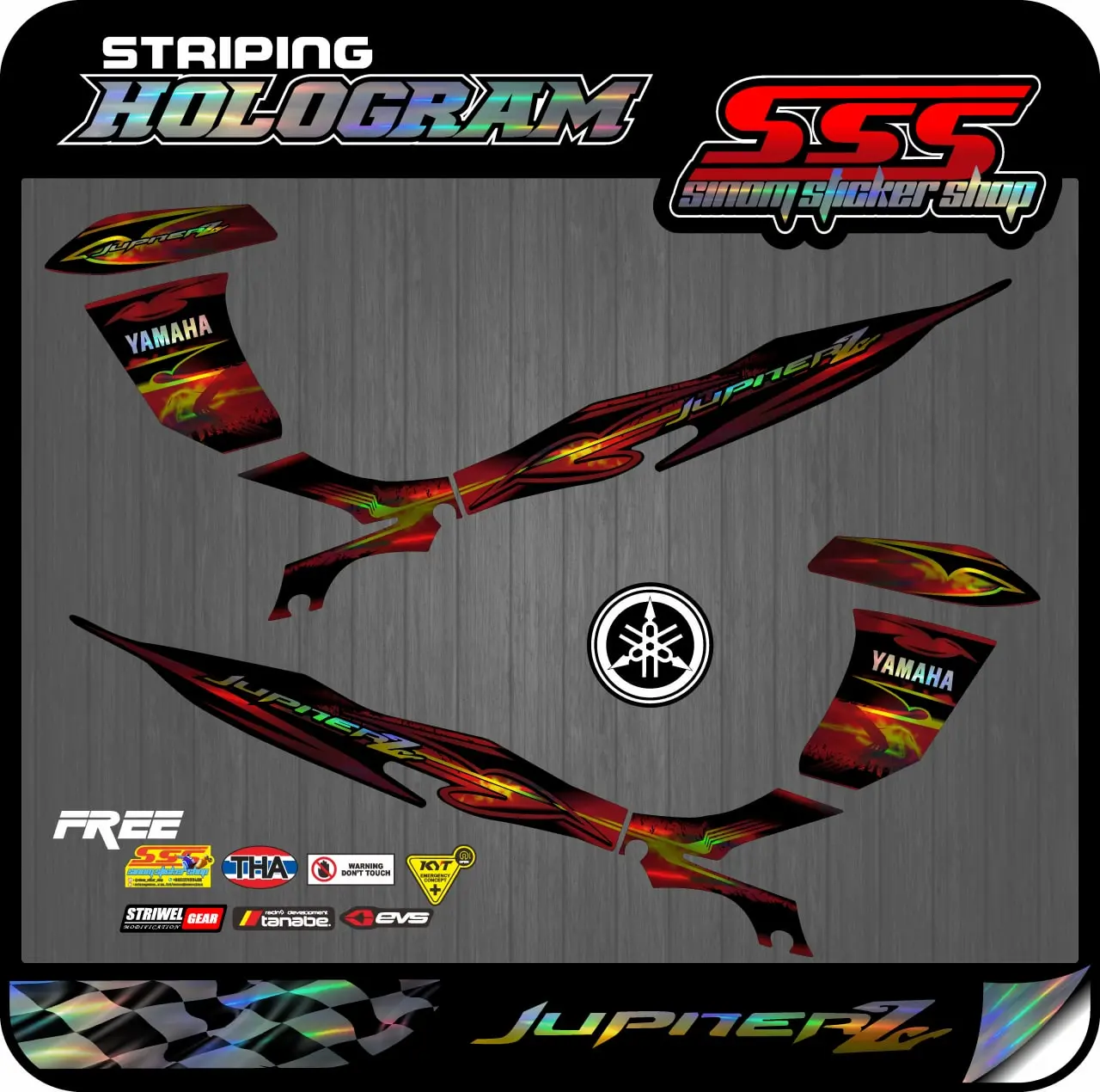 Stiker Striping Variasi Hologram Yamaha Jupiter Z 2008 Motor
