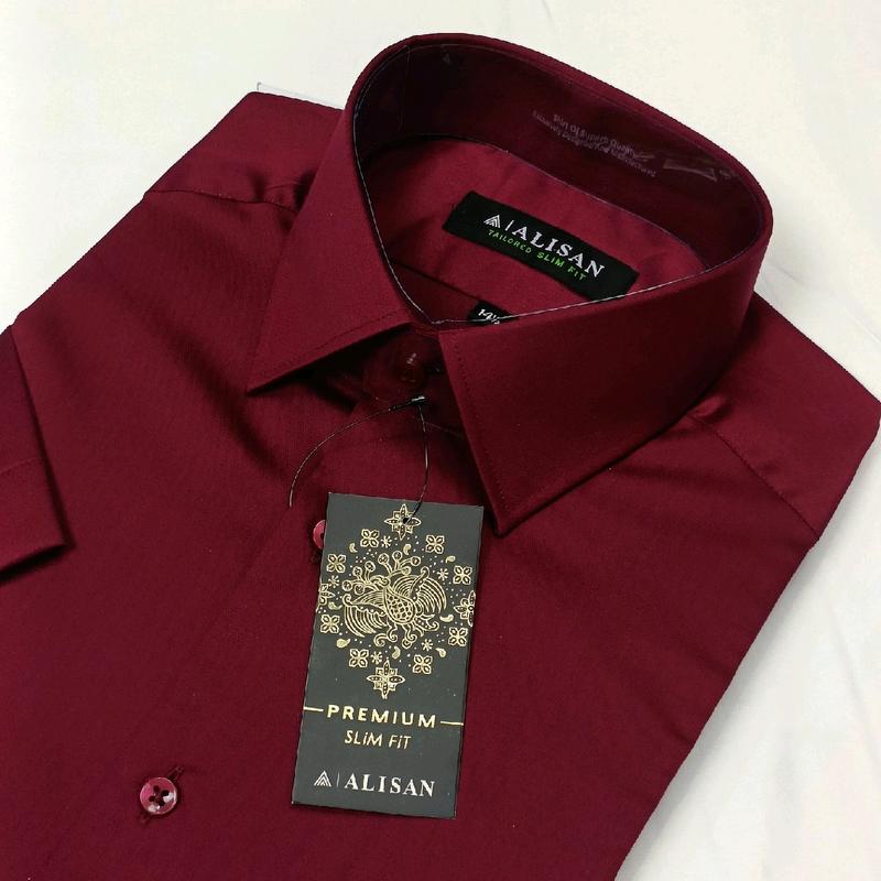 Kemeja Pria Alisan Premium Katun Pendek Slimfit Hitam Marun Navy Glossy 3