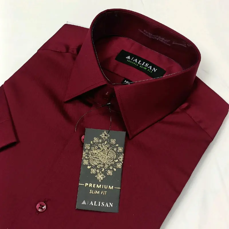 Kemeja Pria Alisan Premium Katun Pendek Slimfit Hitam Marun Navy Glossy 3