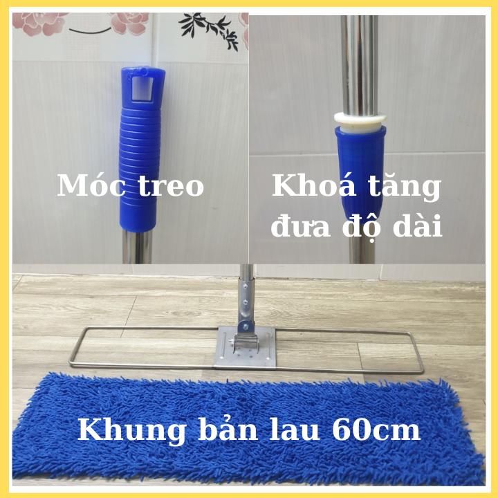 [COMBO TẶNG KÈM 2 MIẾNG LAU] Cây lau nhà 1M4,  Lau Sàn Inox công nghiệp bản lau 60cm 5