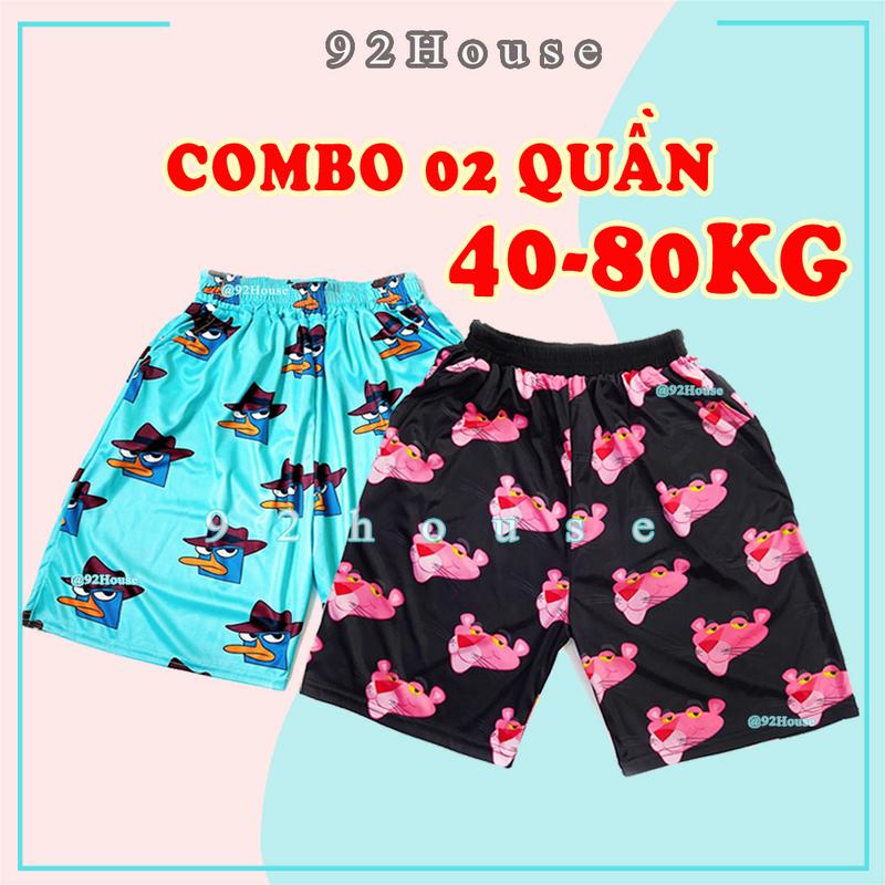 Quần đùi thun hoạt hình báo hồng pinkpanther Combo 02 Quần short lửng cartoon thể thao unisex đồ mặc nhóm đi biển