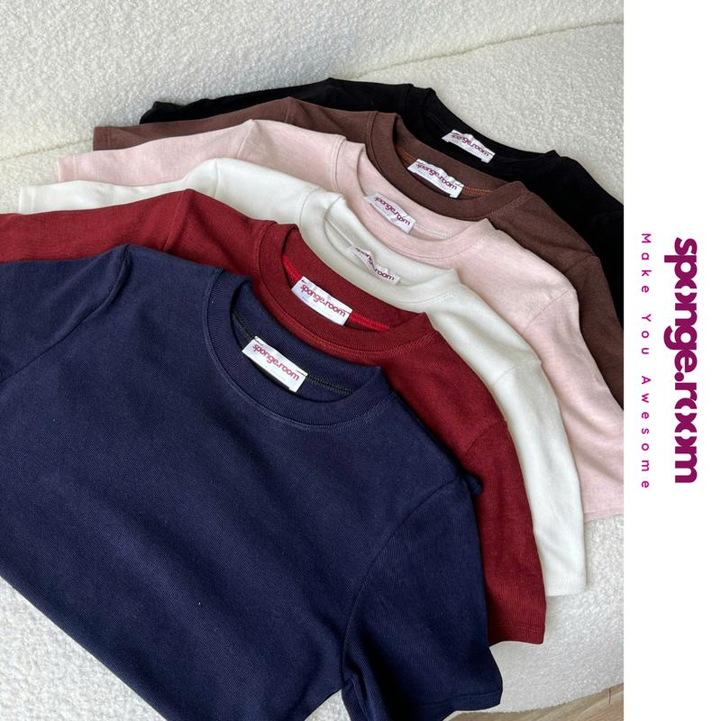 [Deal Xả Kho] Áo Thun Cổ Tròn Ôm Body, Chất Thun Tăm Lông Phiên Bản Mới Mỏng Nhẹ Mềm Mịn Co Giãn 4c