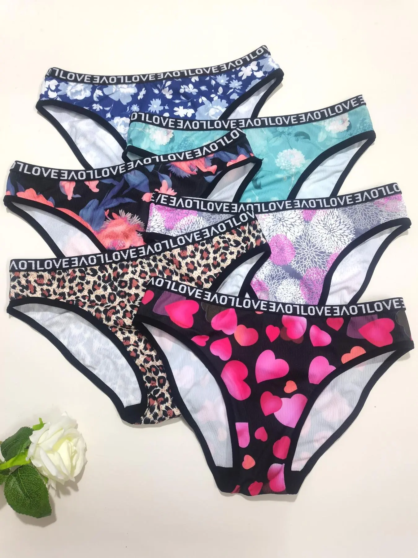 Women's All Over Print Letter Tape Knicker, Casual Cute Sexy Fashion Panty, Soft Comfy Breathable Underwear for Daily Wear