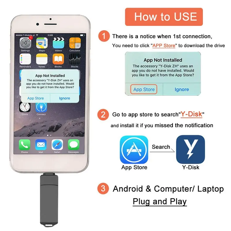 MAYY 1TB 3 in 1 IOS OTG USB Flash Drive 32GB 64GB 128GB 512GB 1TB Rotation Pen Drive for iPhone/Android/PC [ISO+Micro+USB] 1