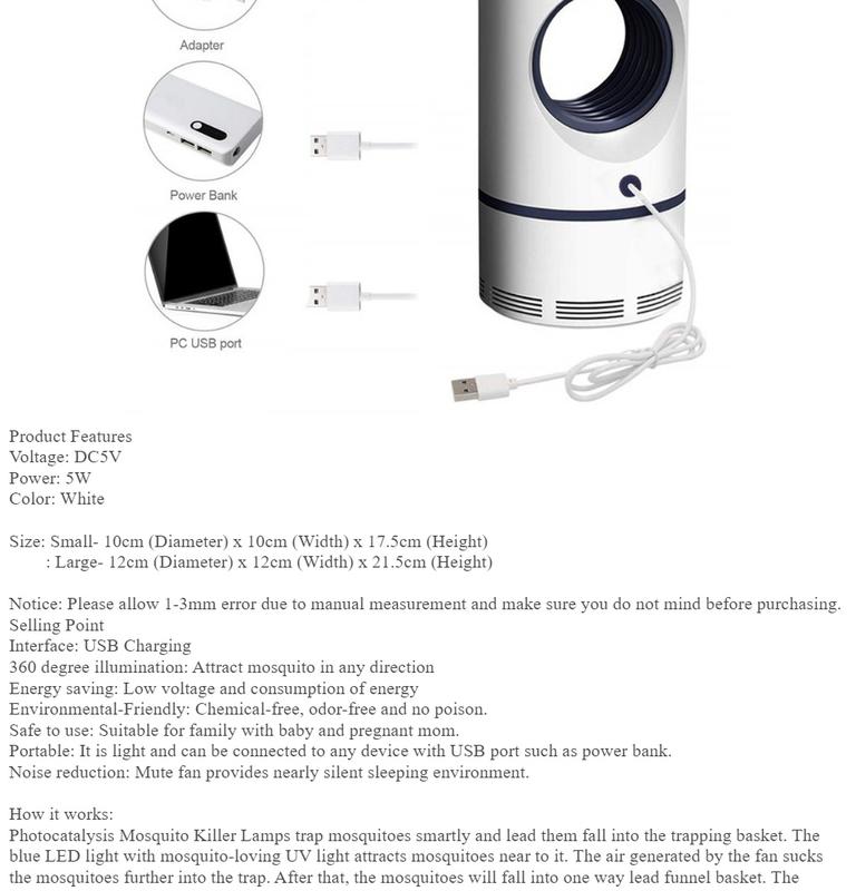 Product Introduction of USB Mosquito Trap Lamp Mosquito Killer Lamp Insect Killer Lamp Anti Mosquito Fly Killer Lamp Pest Control ALL-MOS/USB 6