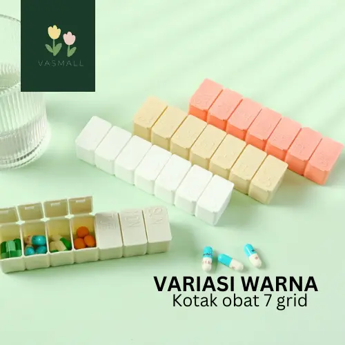 VASMALL - KOTAK TEMPAT PENYIMPANAN OBAT PIL 7 SEKAT | PORTABLE MEDICINE STORAGE BOX TRAVEL | KOTAK OBAT TRAVEL 3