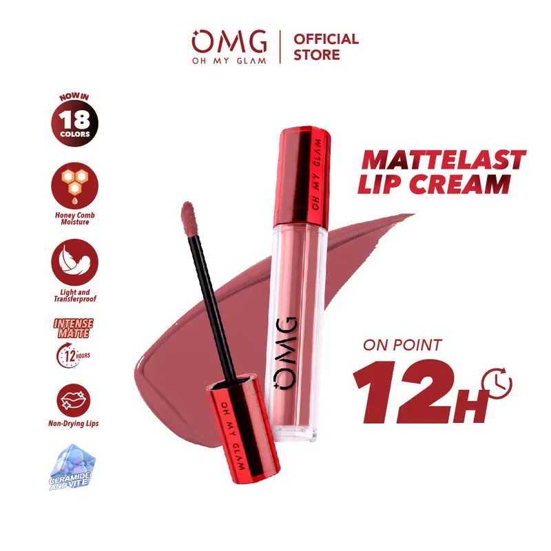 OMG OH MY GLAM Mattelast Lip Cream 25 Ruby 2.9 g  - Lip Cream Matte Dengan Warna Intense, Tahan Lama & Ringan 3