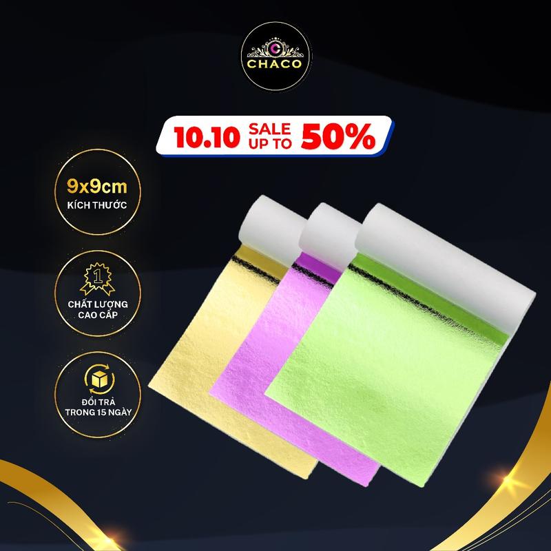 Chaco 100 Lá Vàng Đa Sắc 9x9cm Trang Trí Nghệ Thuật Decal Dán Tranh Khung Ảnh Chất Liệu Gỗ Kim Loại Nhựa Giấy Thạch Cao Xi Măng Hoa Quả Đồ Da Vải