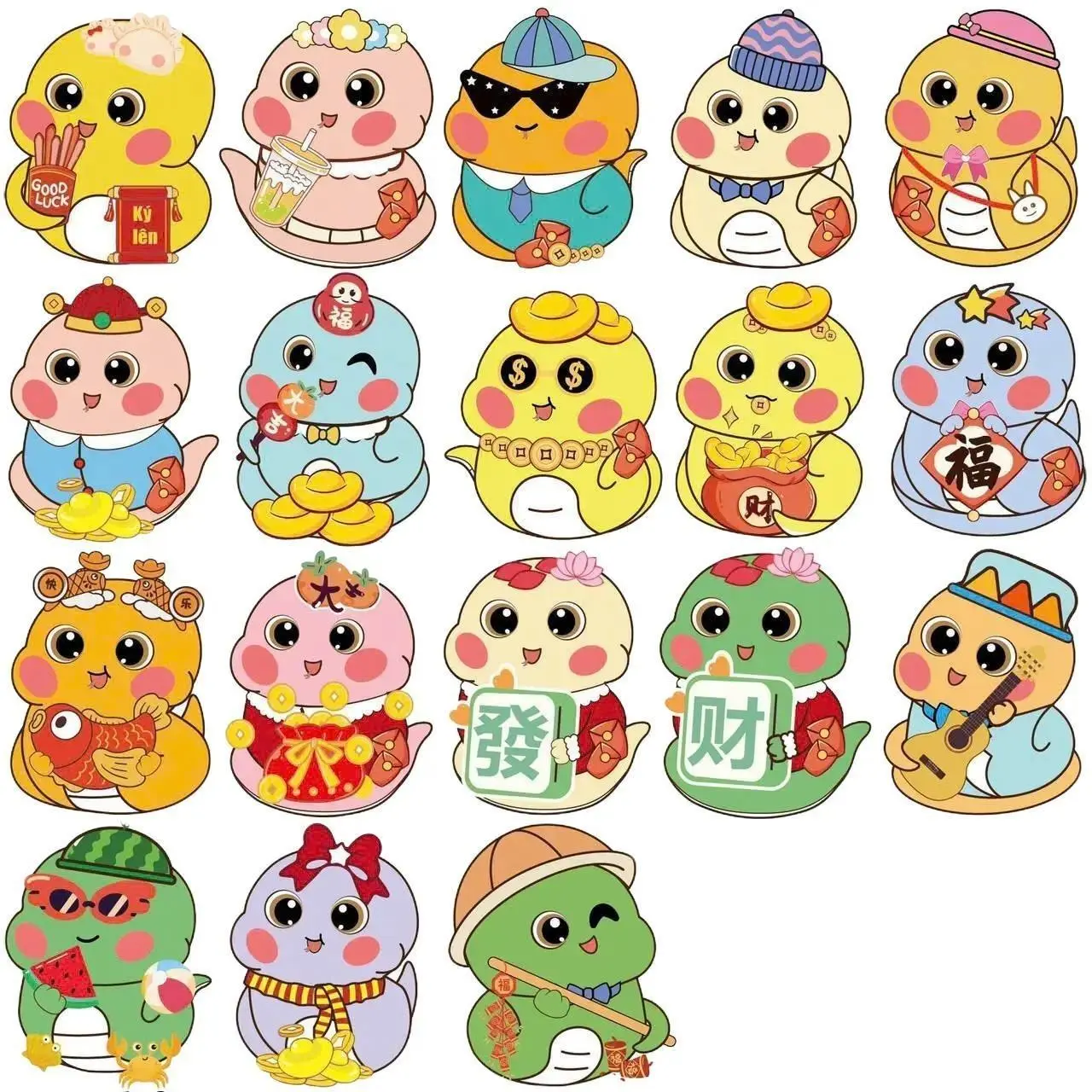 100 Bao lì ẋì thần tài, lì ẋì chibi dễ thương, lì ẋì tết mẫu rắn thần tài hottrend 2025