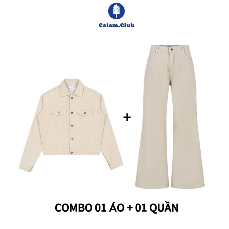 Calem Club - Áo khoác Kaki Croptop và Quần Kaki ống Loe Premium Edition Ong form unisex Nam Nữ Women Men quần ống loe