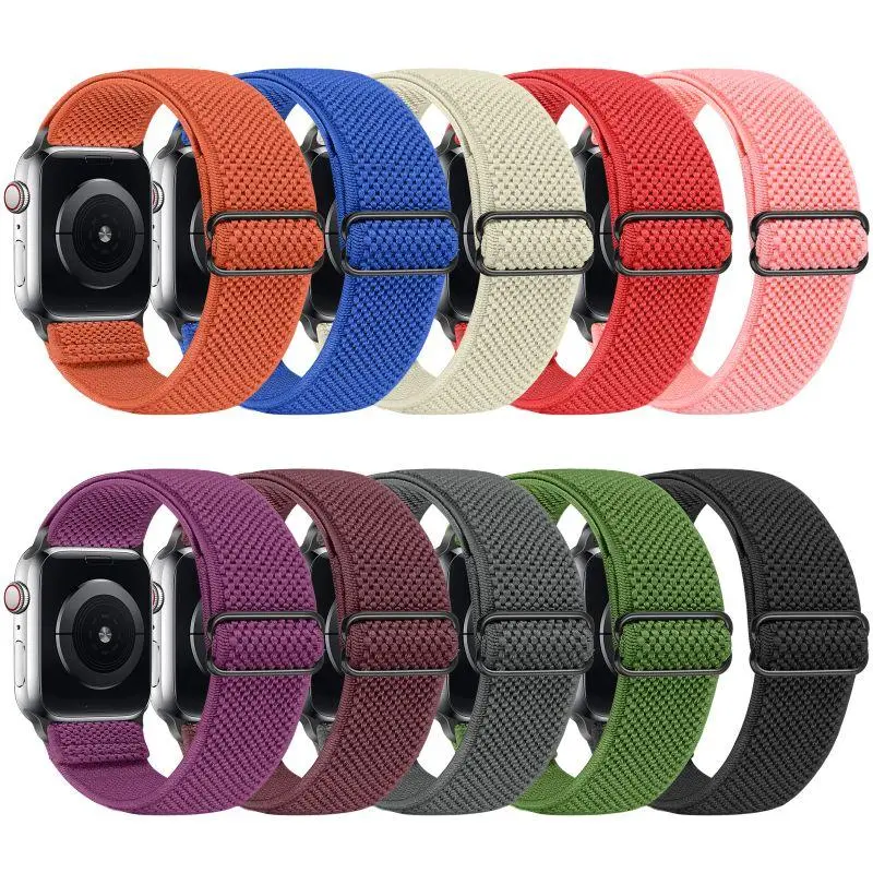 Solid Color Nylon Watch Band, Adjustable Length Watch Band for Women & Men, Wearable Accessories Compatible with iWatch Bands Series 9/8/7/SE/6/5/4/3/2/1/SE