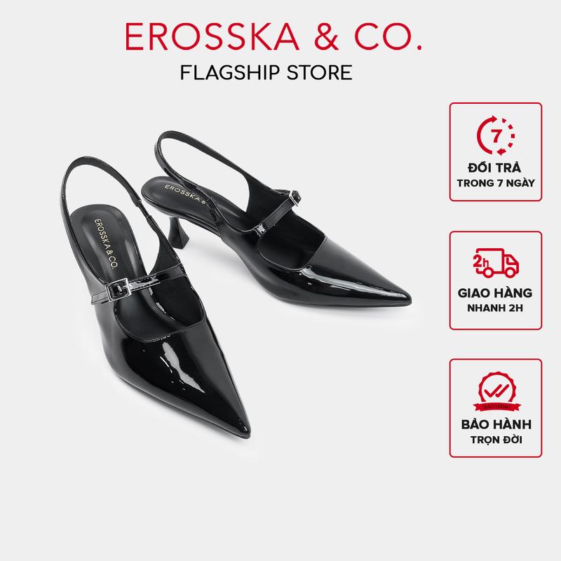   EROSSKA CLS  - Giày cao gót nữ mũi nhọn phối khóa kiểu dáng sang trọng màu đen cao 6cm - EH047 